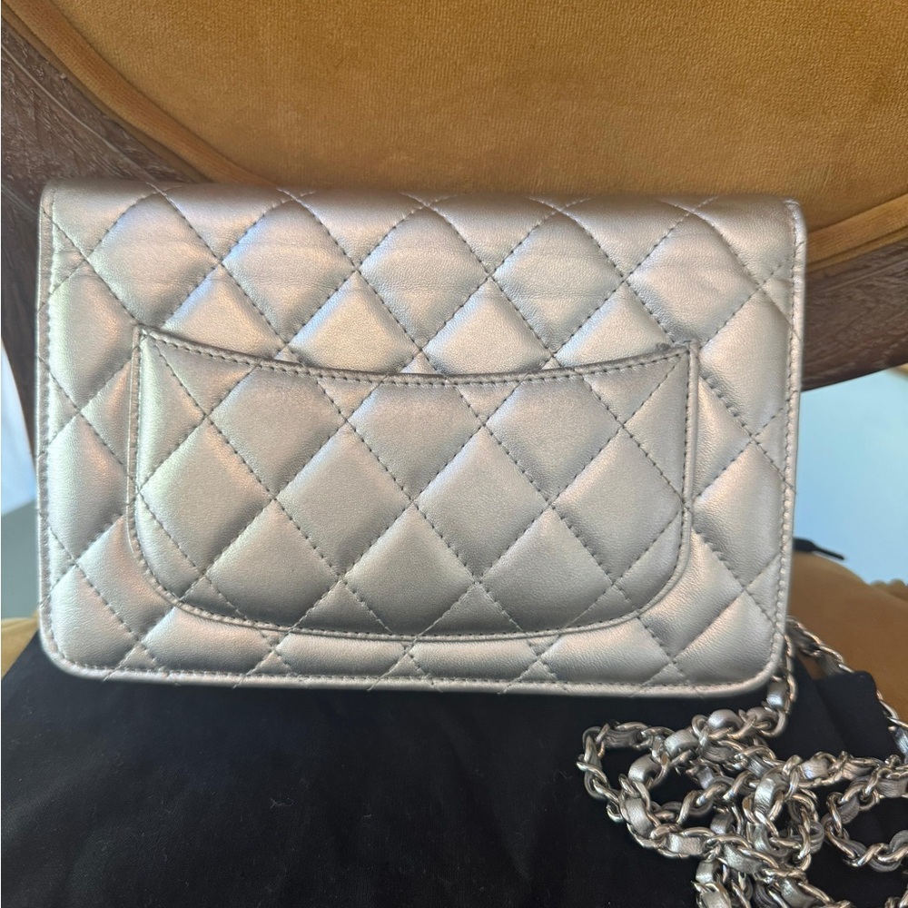 Chanel Metallic Silver Clutch with Chain - Picture 5 of 6
